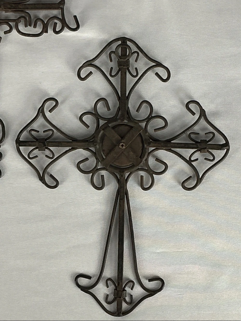Dicksons Rustic Metal Wall Cross Trio Set 3 Western Fleur De Lis Gothic Brown